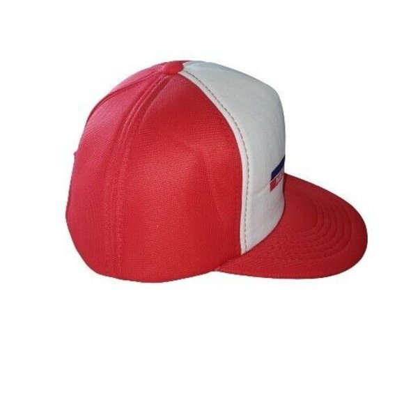 Vtg Morton Building Hat Snapback Trucker Cap Foam Red White Adjustable - Picture 2 of 8